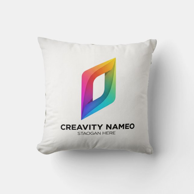 Almofada Logotipo Brilhante: Inovação Futurística (Frente)