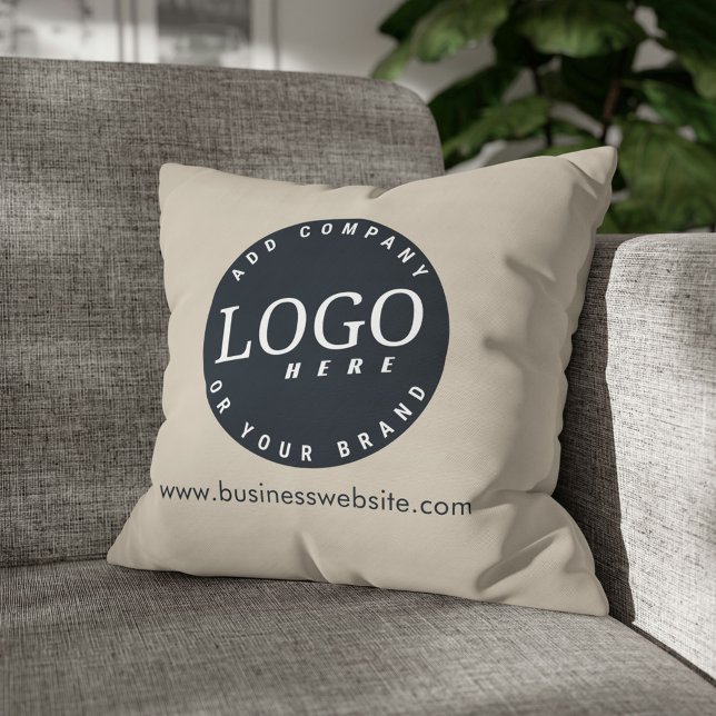 Almofada Logotipo comercial e endereço do site personalizad (Business Logo Hotel Guest House Throw Pillow)