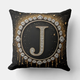 Almofada Logotipo de Letra J Monograma com Brilho Preto Mar