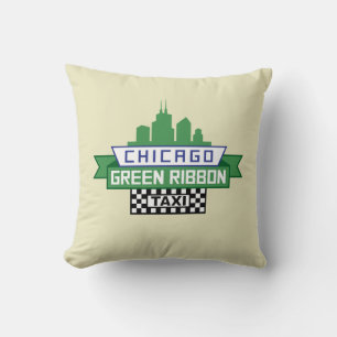 Almofada Logotipo de Taxi da Faixa Verde de Chicago - Arte