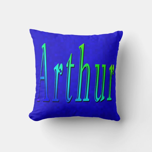 Almofada Logotipo Do Nome Arthur No Mosaico Azul, (Frente)