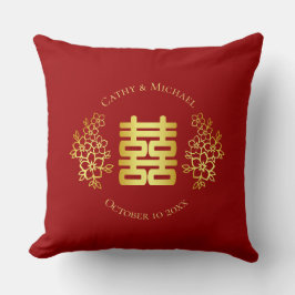 Almofada Logotipo floral em ouro vermelho cerimônia de chá 