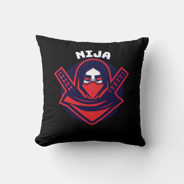 Almofada Logotipo Ninja – Emblema de Guerreiro Ousado (Frente)