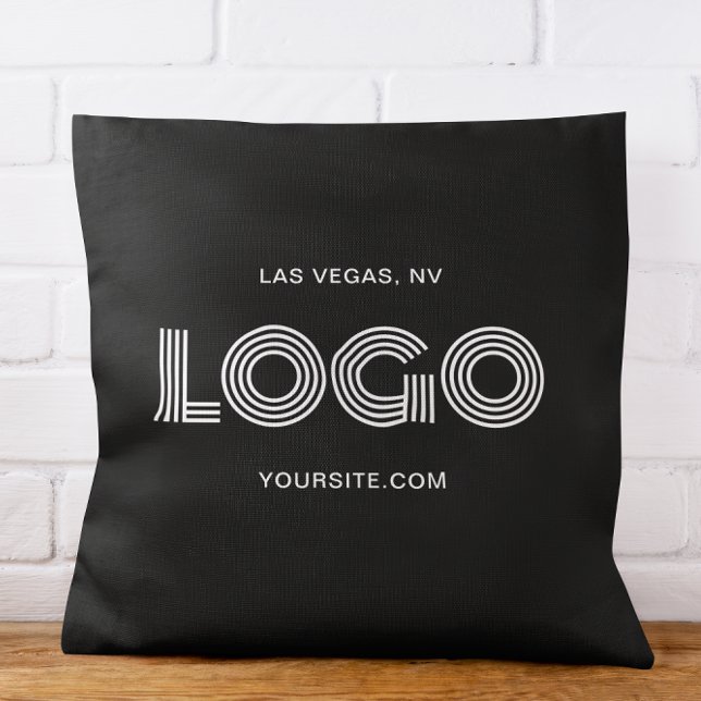 Almofada Logotipo retangular branco e preto (Black and White Modern Rectangular Logo Throw Pillow)