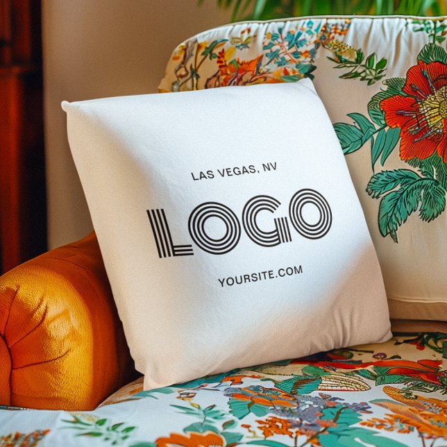 Almofada Logotipo retangular branco e preto moderno (White and Black Modern Rectangular Logo Throw Pillow)