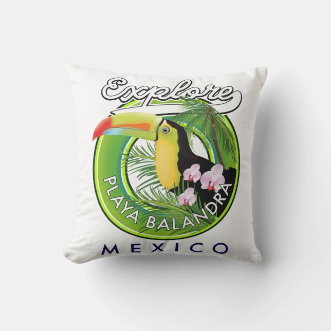 Almofada logotipo retrô da Praia Balandra México (Frente)