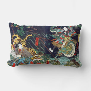 Almofada Lombar 龍 虎, 豊 Dragão e Tiger, Toyokuni, Ukiyo-e