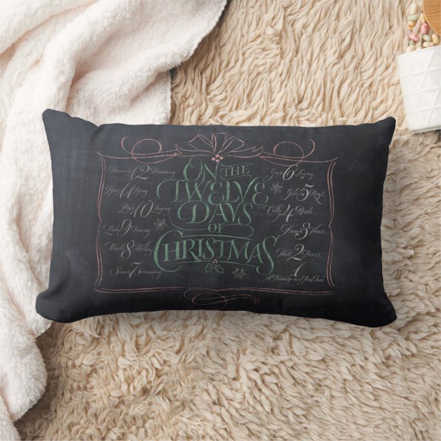 Almofada Lombar 12 Dias de Natal Quadro-Negro Caligrafia (Cobertor)