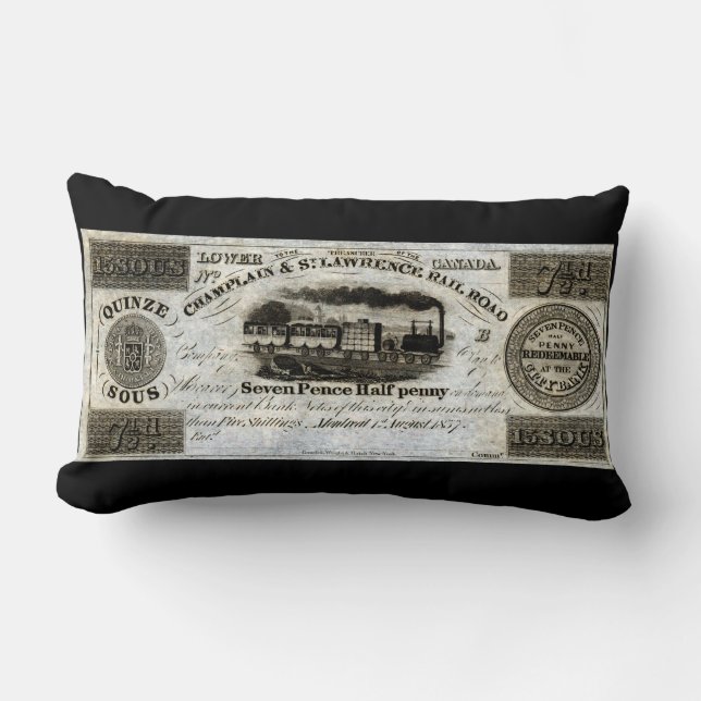 Almofada Lombar 1837 Canadian Railroad Currency (Frente)