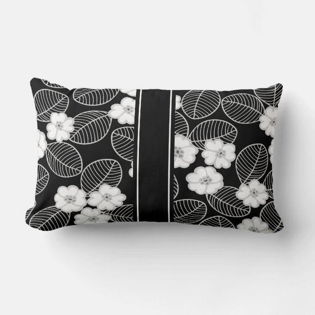Almofada Lombar 1 Travesseiro Preto Branco Damask CONJUNTOS DECOR (Frente)