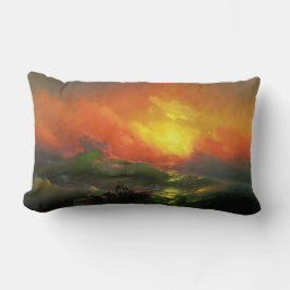 Almofada Lombar A Nona Onda (Mar de Tempestade com Sunset Vermelho