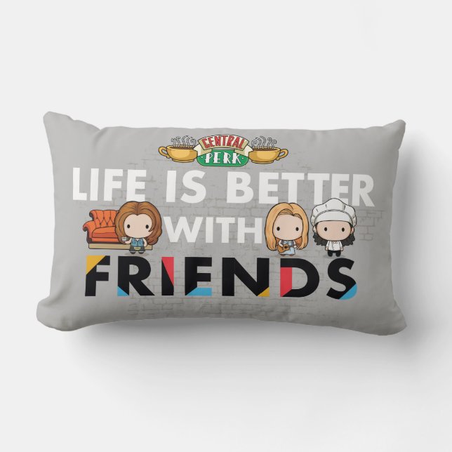 Almofada Lombar A Vida é Melhor com AMIGOS™ Arte Chibi (Frente)