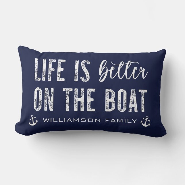 Almofada Lombar A vida personalizada é melhor no barco (Frente)
