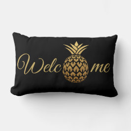 Almofada Lombar Abacaxi Dourado Preto Bem-vindo