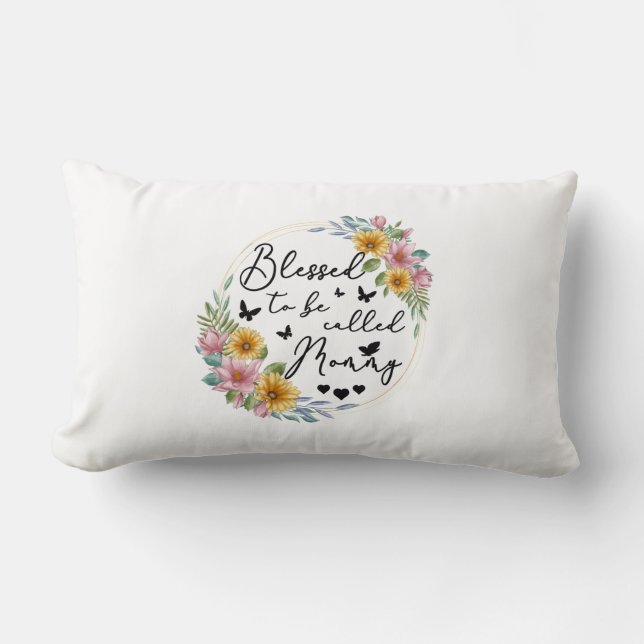 Almofada Lombar Abençoada Seja Chamada Mamãe De Mamãe De Girassol  (Frente)