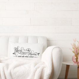 Almofada Lombar Abençoe esta casa e todos os que entram em preto e