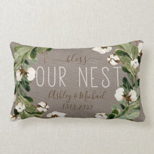 Almofada Lombar Abençoe Nosso Nome Nest Wreath Foto Casamento Keep