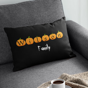 Almofada Lombar Abóbora Com Nome Da Família Monograma Halloween Pe