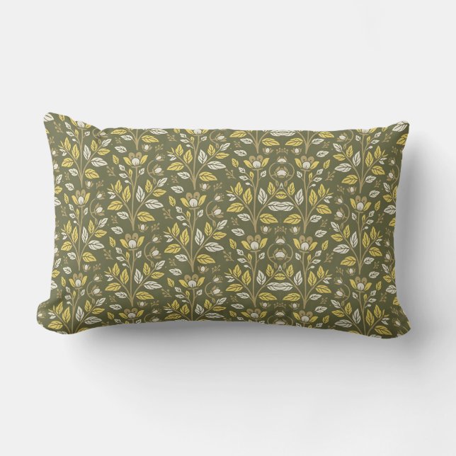 Almofada Lombar Abra a Natureza com Elegantes Padrões Florais (Frente)