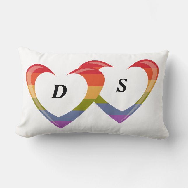 Almofada Lombar Abra corações - monograma (Frente)