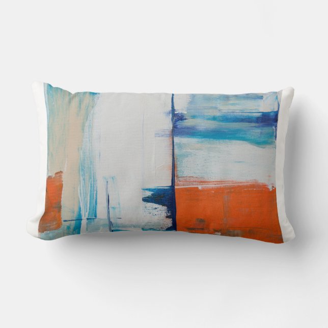 Almofada Lombar Abstrato Blue e Orange Modern Art (Frente)