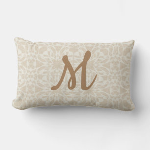 Almofada Lombar Abstrato Cream Linen Vintage Style Travesseiro Pad