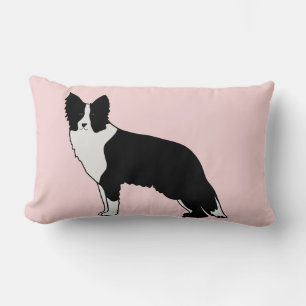 Almofada Lombar Abstrato de Ilustração de Cachorro de Borda Rosa
