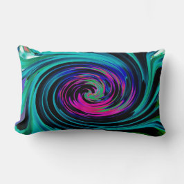 Almofada Lombar Abstrato de preto e turquesa Dramático