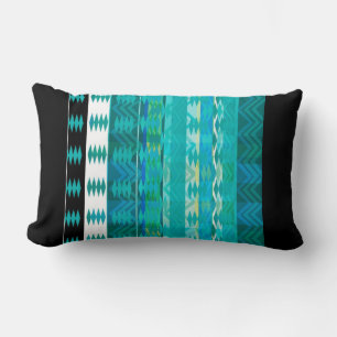 Almofada Lombar abstrato de turquesa azul-turquesa com travesseiro