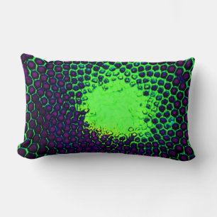 Almofada Lombar Abstrato Honeycomb Design verde e roxo
