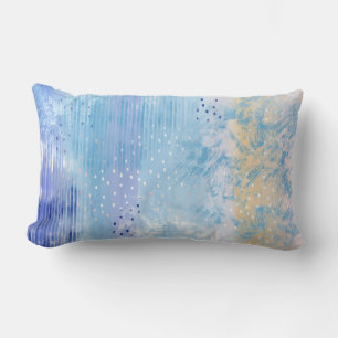 Almofada Lombar Abstrato Mídia mista azul turquesa amarelo