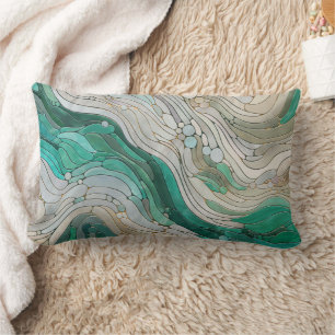 Almofada Lombar Abstrato mosaico - Pérola, Taupe e Emerald