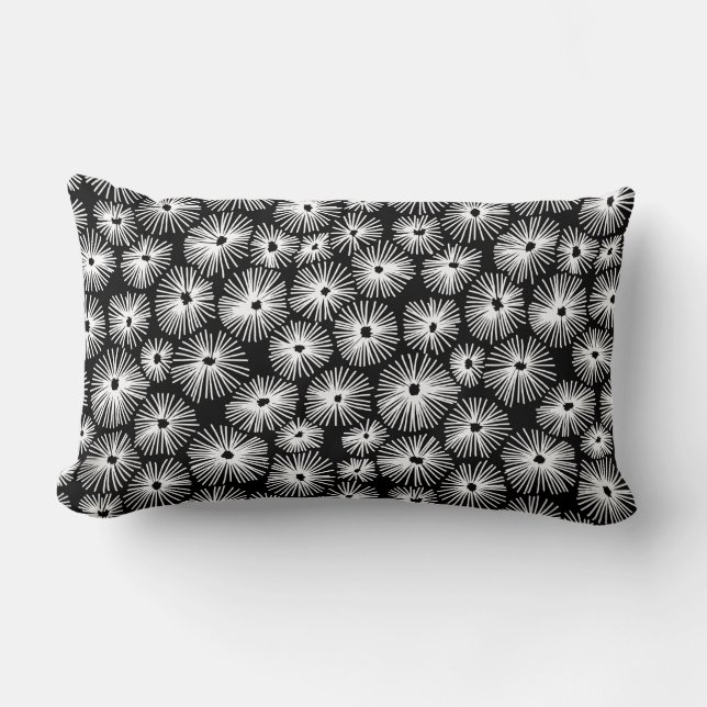 Almofada Lombar Abstrato Pattern 101115 - White on Black (Padrão d (Frente)