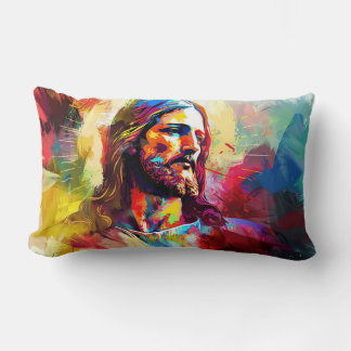 Almofada Lombar abstrato pintura de jesus face