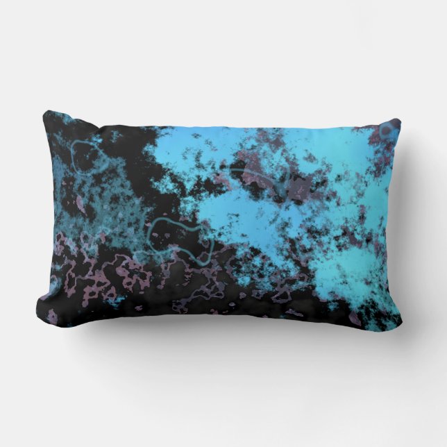Almofada Lombar Abstrato preto azul (Frente)