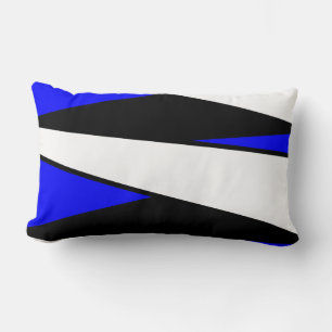 Almofada Lombar Abstrato, preto e branco sobre azul