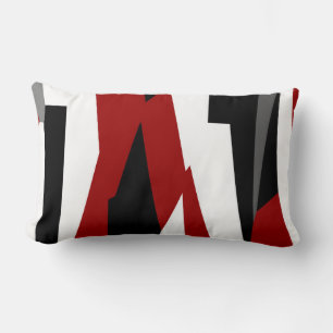 Almofada Lombar Abstrato preto e branco vermelho