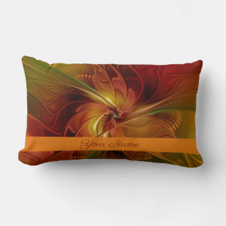 Almofada Lombar Abstrato Red Orange Brown Green Name