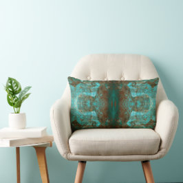 Almofada Lombar Abstrato South Western Boho Rust Teal Espelhado