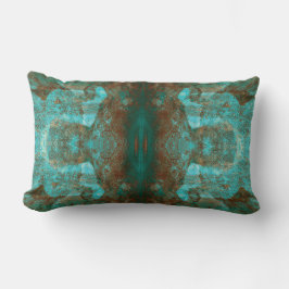 Almofada Lombar Abstrato South Western Boho Rust Teal Espelhado
