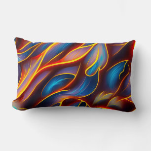 Almofada Lombar Abstrato Swirl Blue Red Flames