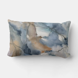 Almofada Lombar Abstrato Watercolor Cinza Castanho Padrão Marble