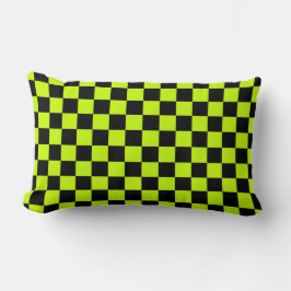 Almofada Lombar Acid green black checkerboard pattern