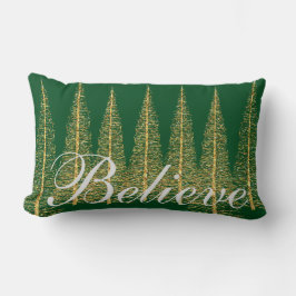 Almofada Lombar Acredite no Travesseiro Lombar Verde de Natal