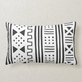 Almofada Lombar Africano branco MudCloth do preto | inspirado