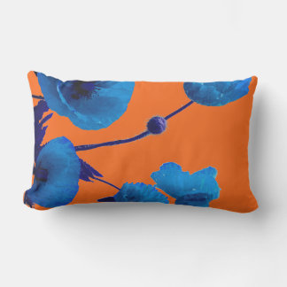 Almofada Lombar Água-forte Floral Azul Papoulas Pôr do Sol Verão