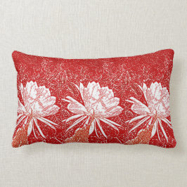 Almofada Lombar ÁguaColor Bramha Lotus Red Floral Trabalho de arte