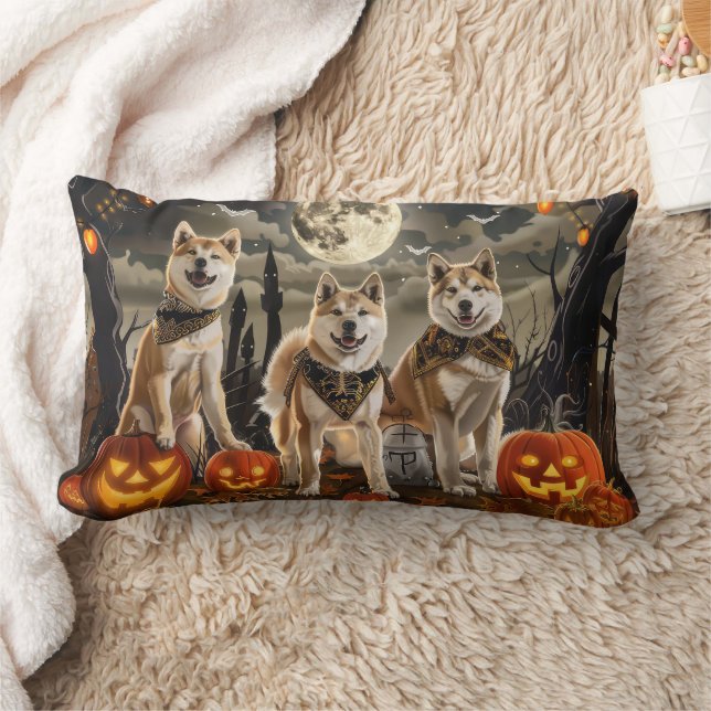 Almofada Lombar Akita Halloween Assustador (Cobertor)