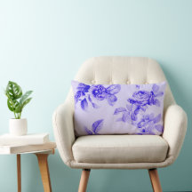 Algodão Romântico Vintage Rosas Florais Azul Roxo