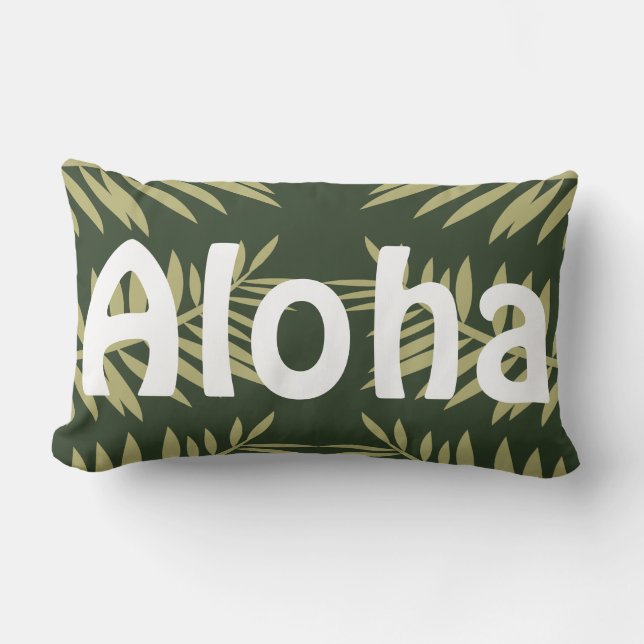 Almofada Lombar Aloha Tropical Island Green Ferns (Frente)